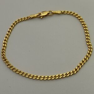 925 Silver 3mm bracelet 7.75” cuban chain 18k yellow gold plated Unisex